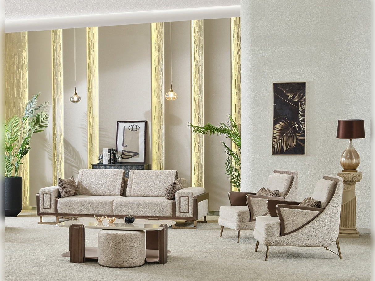 Nirvana 4-pieces (2 Four Seat Sofa & 2 Chair) Livingroom Set Beige by Furnia at Eve Furniture