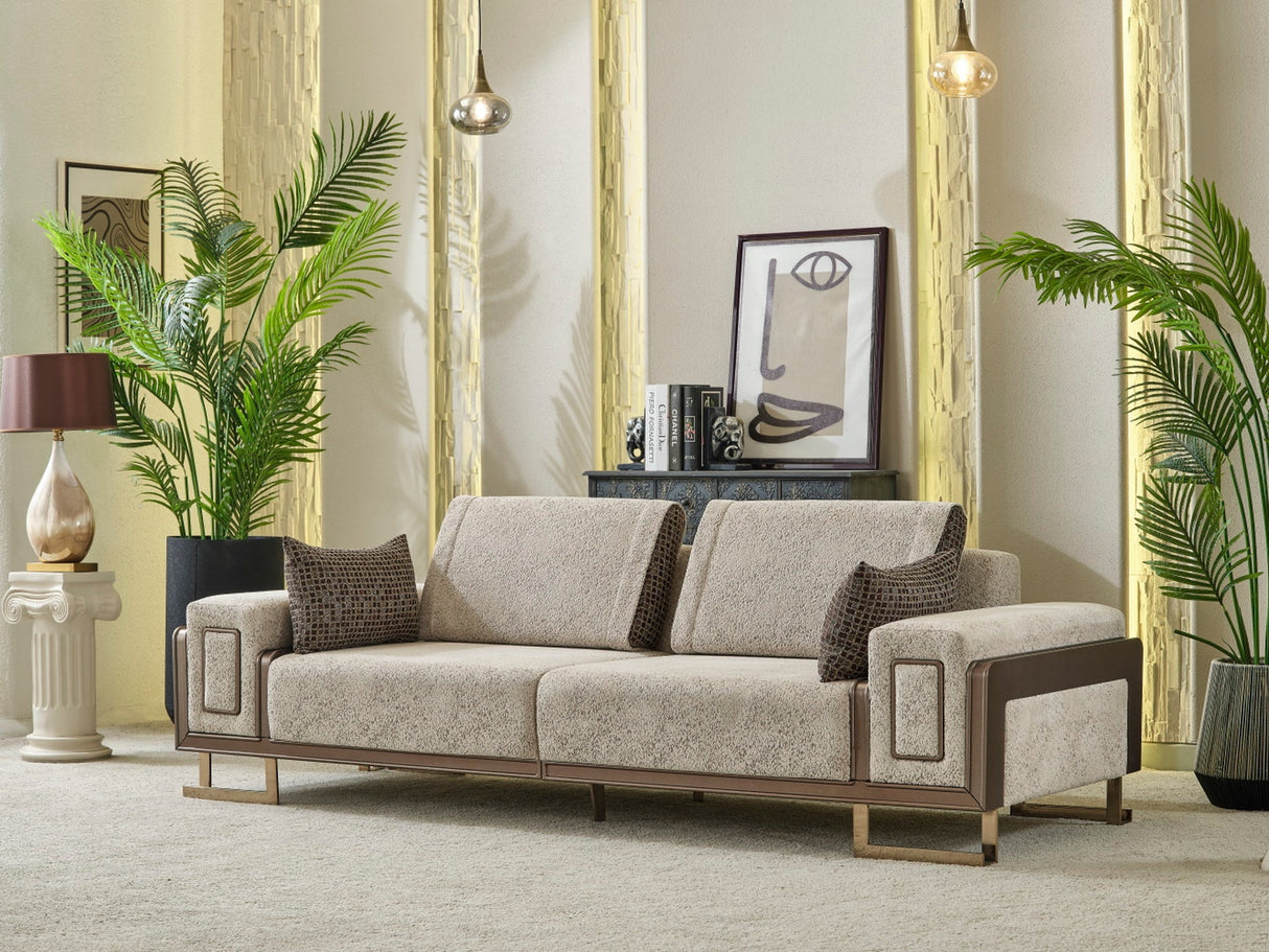 Nirvana 4-pieces (2 Four Seat Sofa & 2 Chair) Livingroom Set Beige by Furnia at Eve Furniture