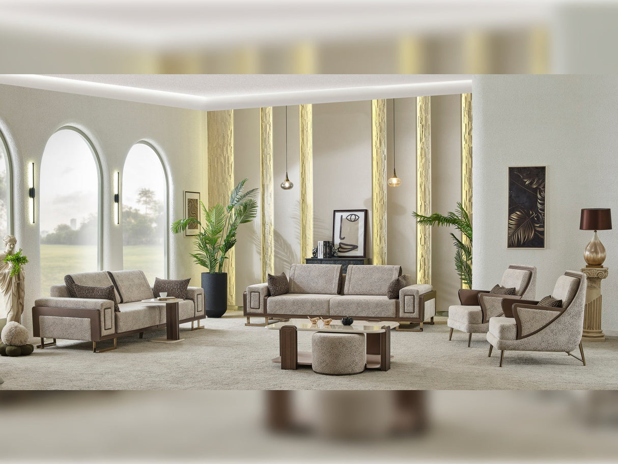 Nirvana 4-pieces (2 Four Seat Sofa & 2 Chair) Livingroom Set Beige by Furnia at Eve Furniture