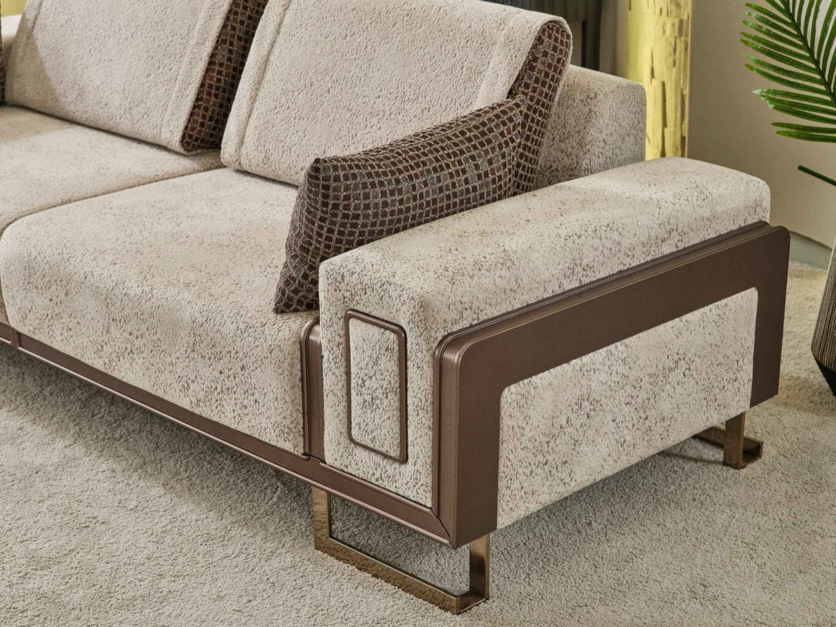 Nirvana Beige Stationary 4 Seat Sofa by Furnia at Eve Furniture