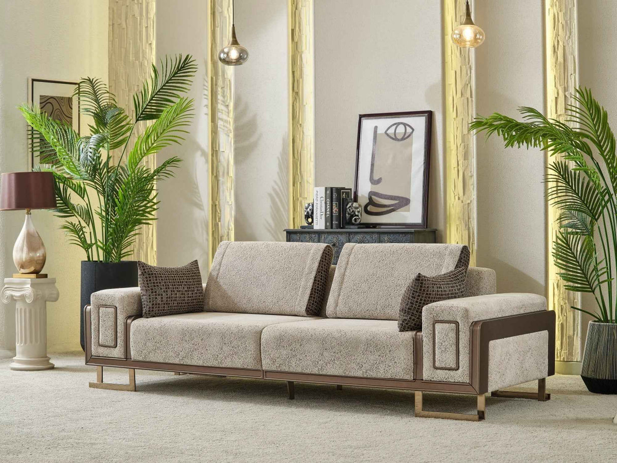 Nirvana Beige Stationary 4 Seat Sofa by Furnia at Eve Furniture