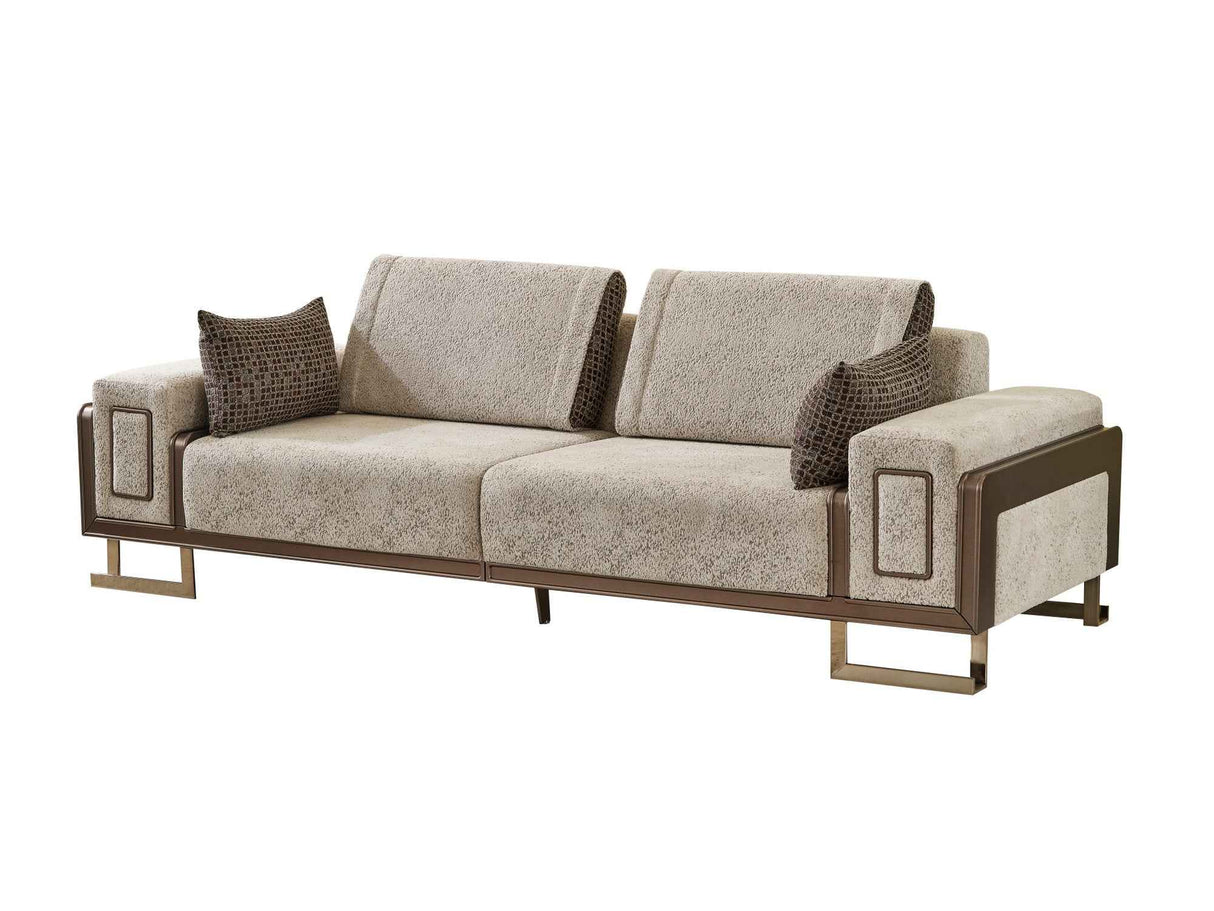 Nirvana Beige Stationary 4 Seat Sofa by Furnia at Eve Furniture