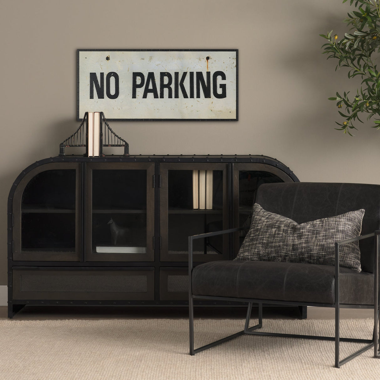 No Parking LG by Mercana Studio Hand Embelished Textured Framed Artwork Matted by Mercana at Eve Furniture