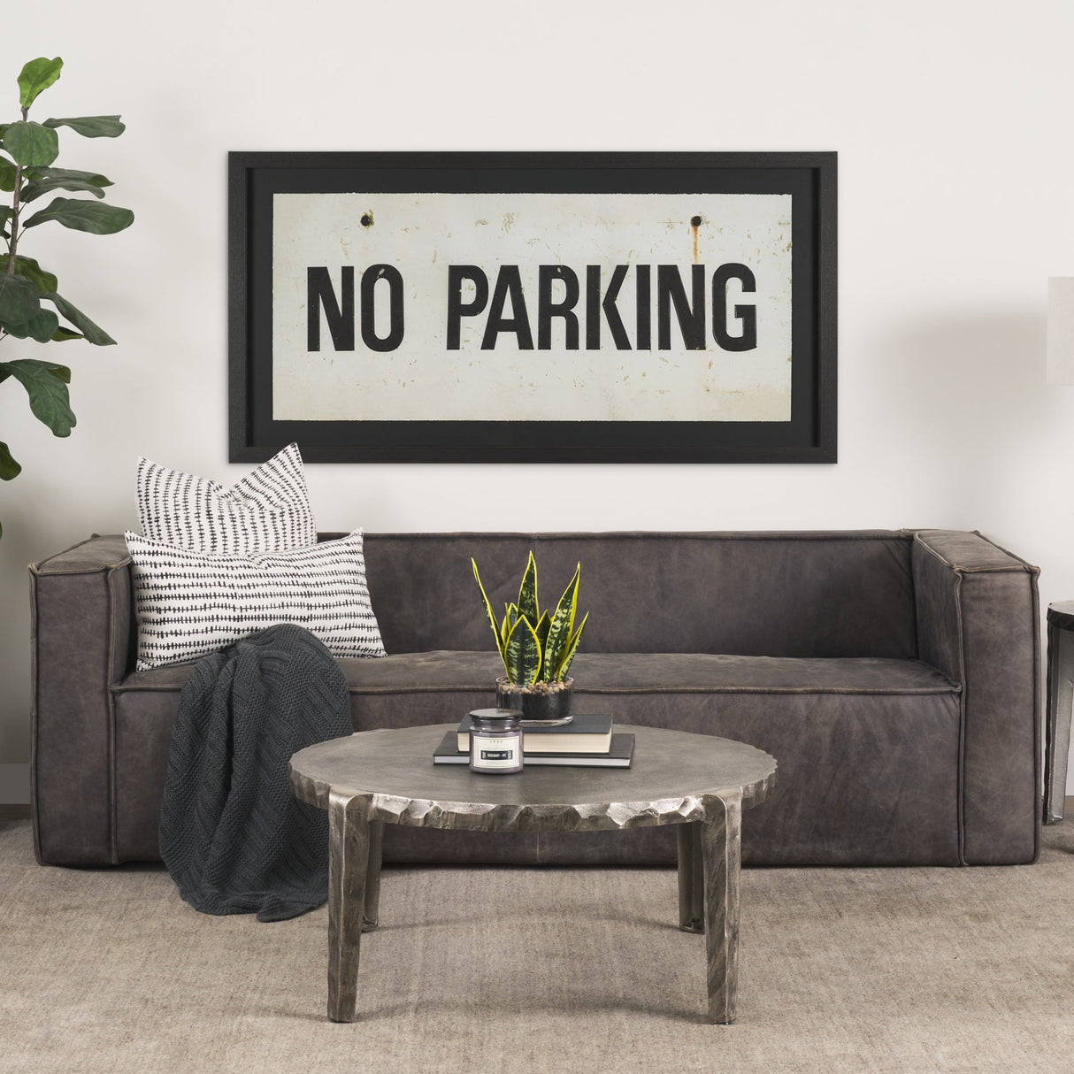 No Parking LG by Mercana Studio Hand Embelished Textured Framed Artwork Matted under Glass by Mercana at Eve Furniture