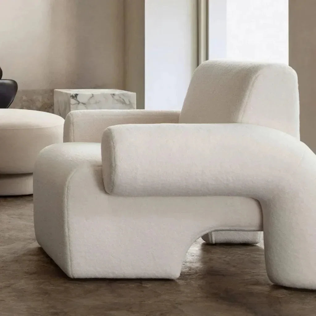 Noa Ivory Sherpa Fabric Accent Chair by Diamond Sofa at Eve Furniture