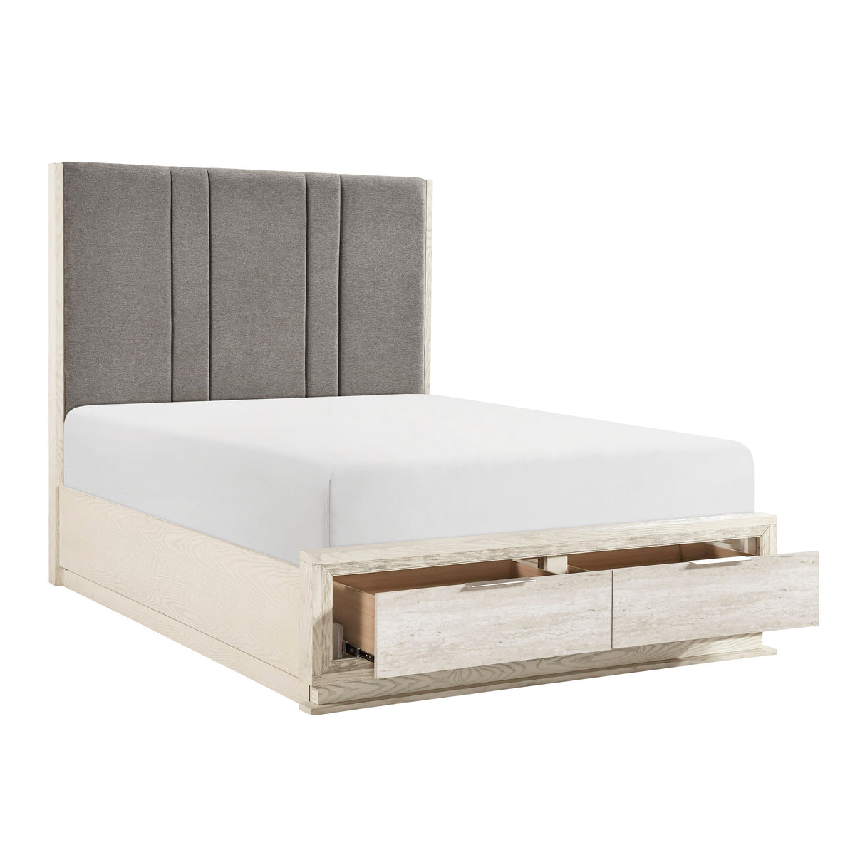 Noctis White/Light Gray California King Led Storage Platform Bed by Homelegance at Eve Furniture