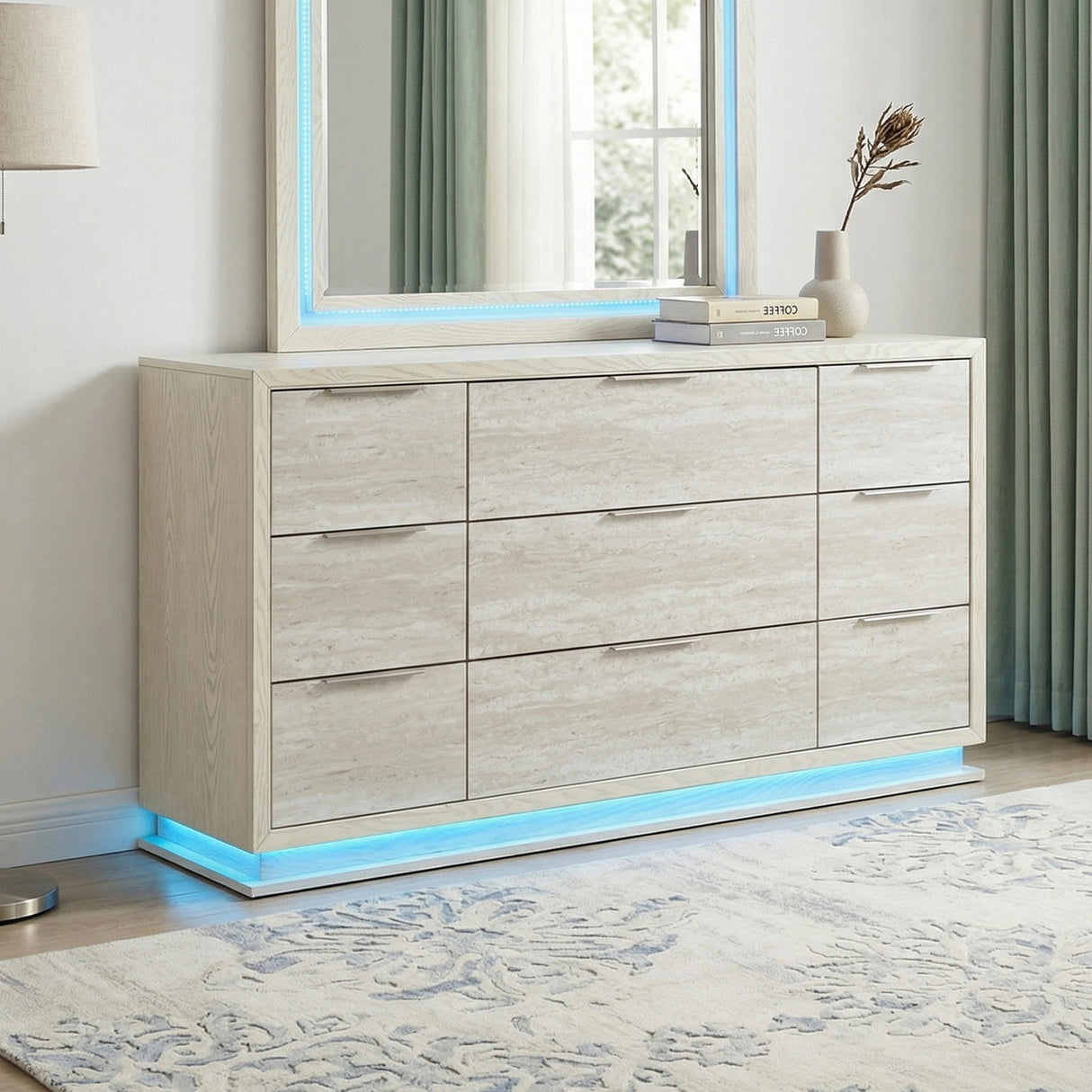 Noctis White/Light Gray Dresser by Homelegance at Eve Furniture