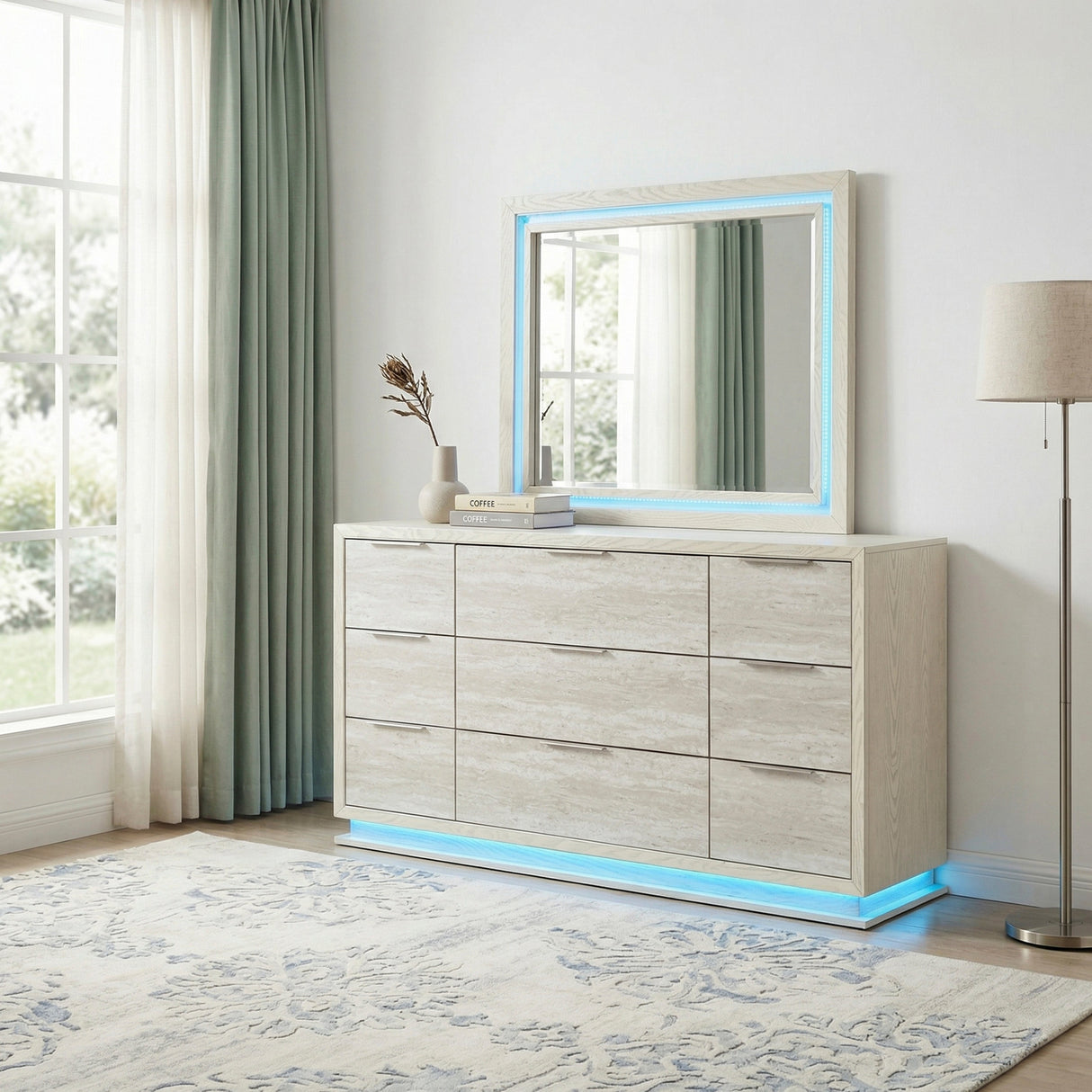 Noctis White/Light Gray Dresser by Homelegance at Eve Furniture