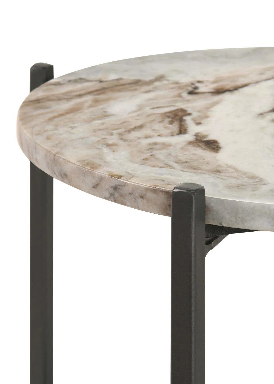 Noemie White and Gunmetal Round Marble Top Accent Side Table by Coaster at Eve Furniture