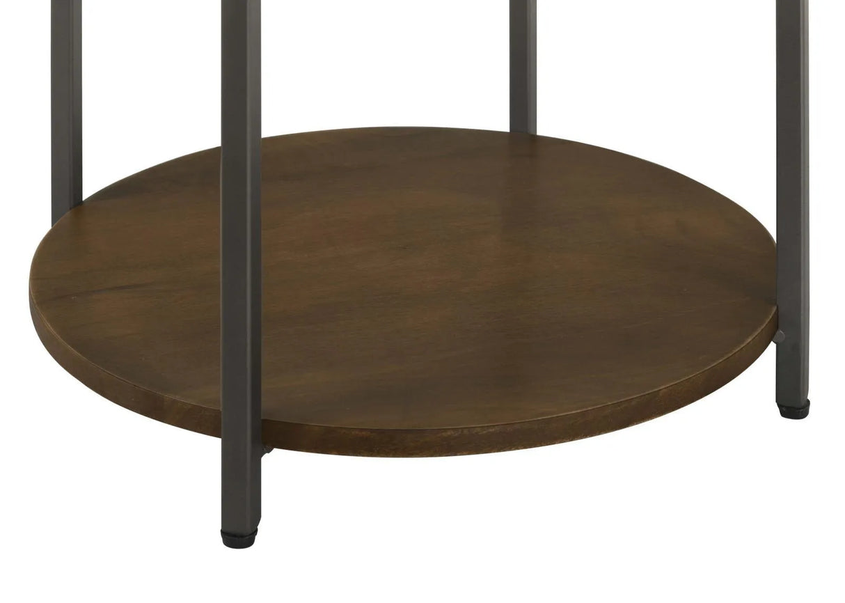 Noemie White and Gunmetal Round Marble Top Accent Side Table by Coaster at Eve Furniture