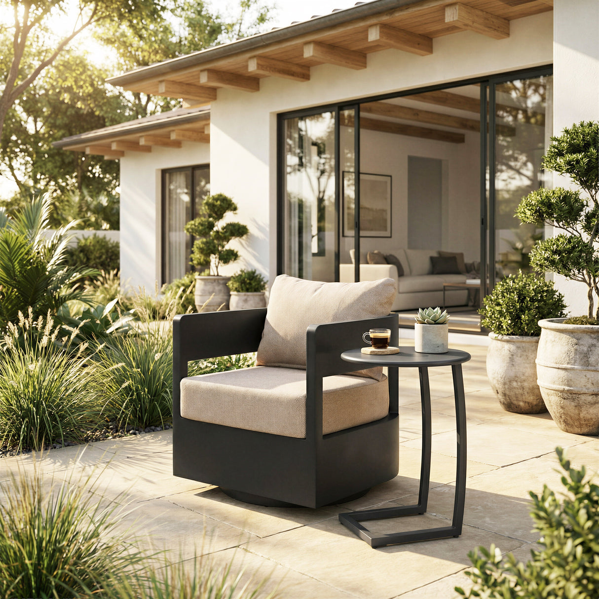 Noga Black Outdoor End Table by Zuomod at Eve Furniture