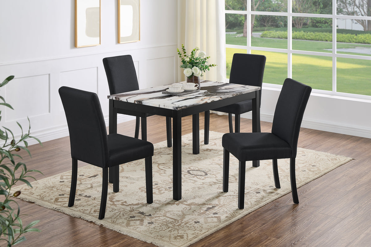 Noir Black/White 5-Piece Dining Room Set by New Era Innovations at Eve Furniture