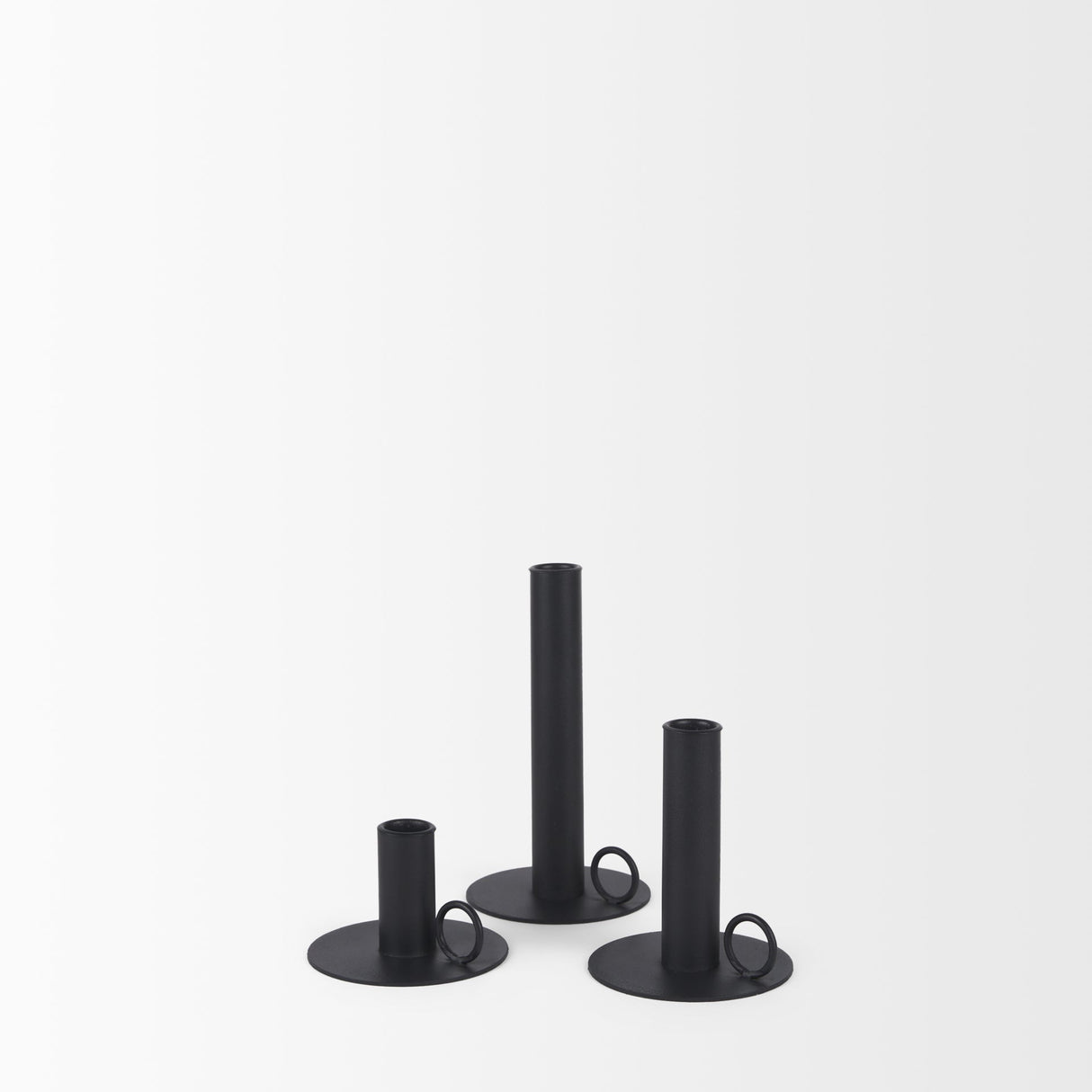 Noir Matte Black Metal Candle Holders (Set of 3) by Mercana at Eve Furniture
