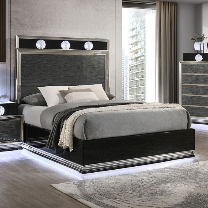 Noire Charcoal Gray/Black 5-Piece Queen Bedroom Set by Furniture of America at Eve Furniture