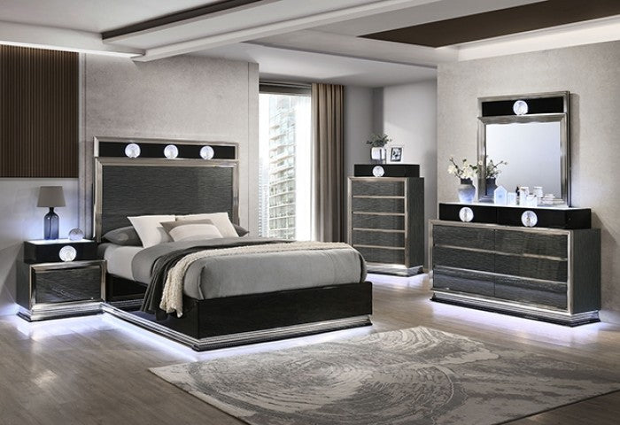 Noire Charcoal Gray/Black 5-Piece Queen Bedroom Set by Furniture of America at Eve Furniture
