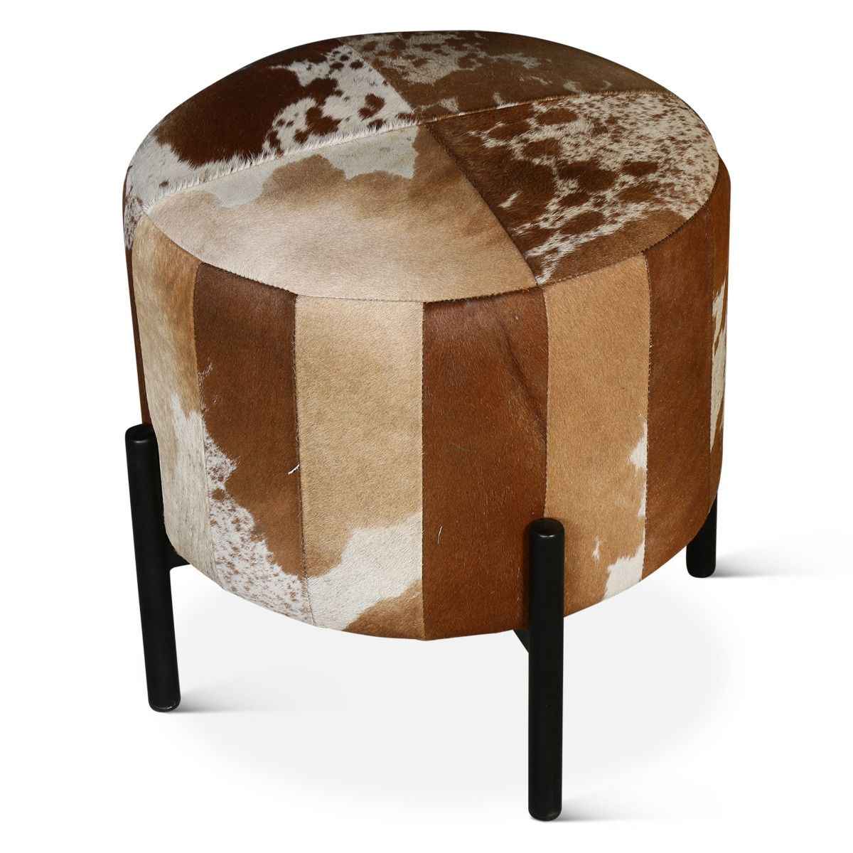 Nola 20" Stool in Brown Hair on Hide by Home Trends & Design at Eve Furniture
