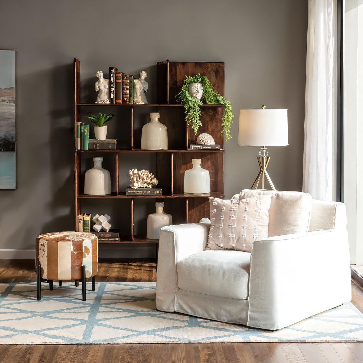 Nola 20" Stool in Brown Hair on Hide by Home Trends & Design at Eve Furniture