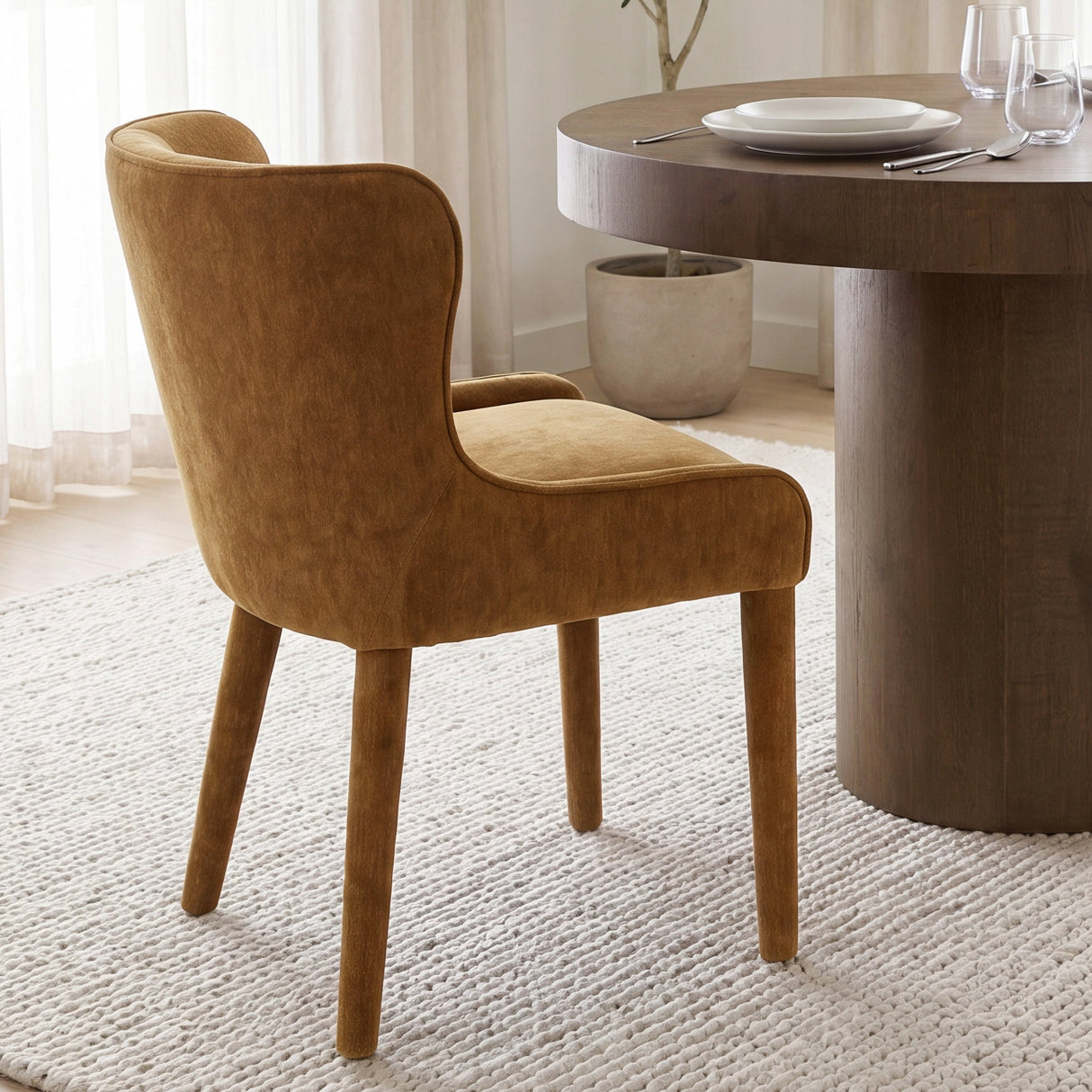 Nolan Slope Rust Chenille Dining Chair, Set of 2 by Mercana at Eve Furniture