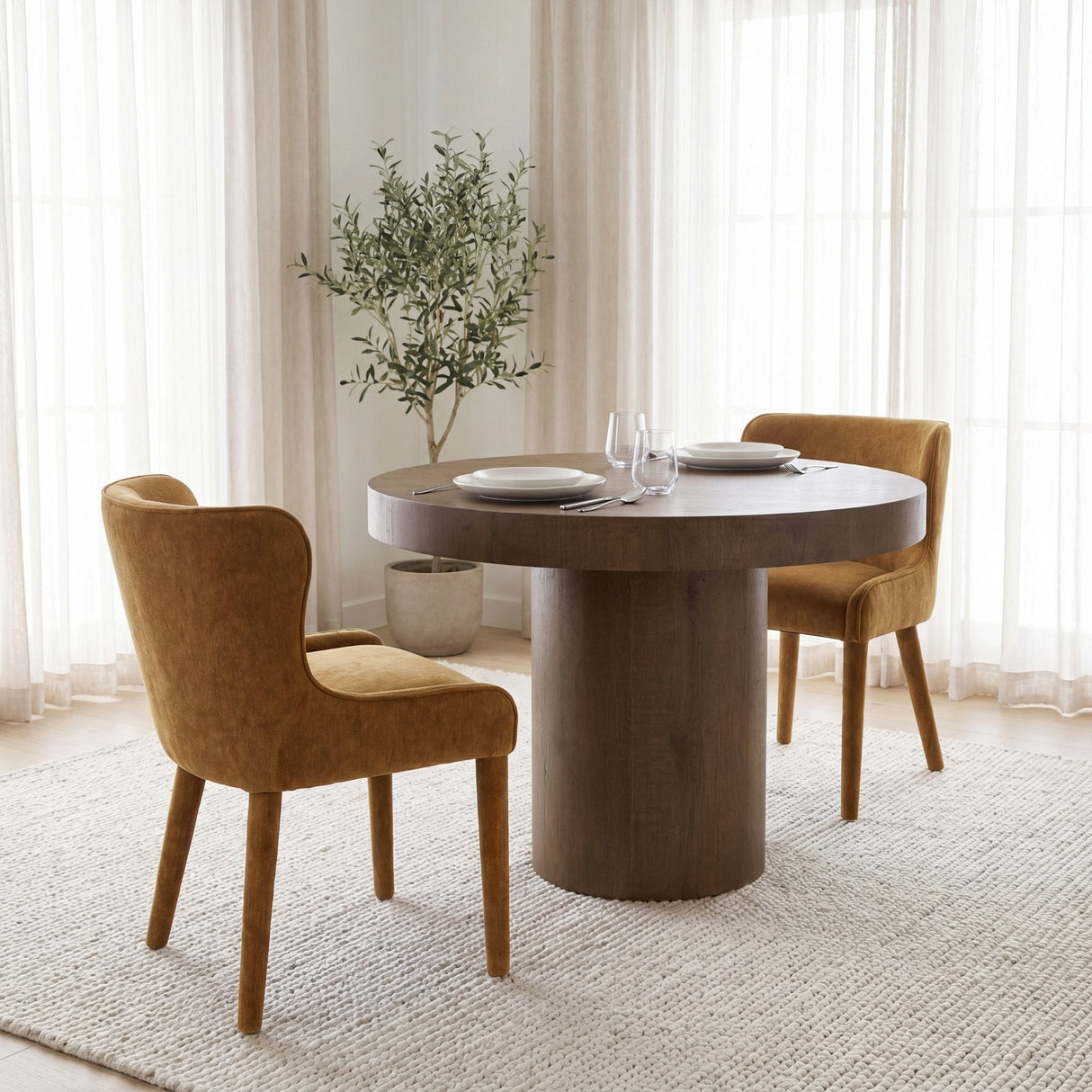 Nolan Slope Rust Chenille Dining Chair, Set of 2 by Mercana at Eve Furniture