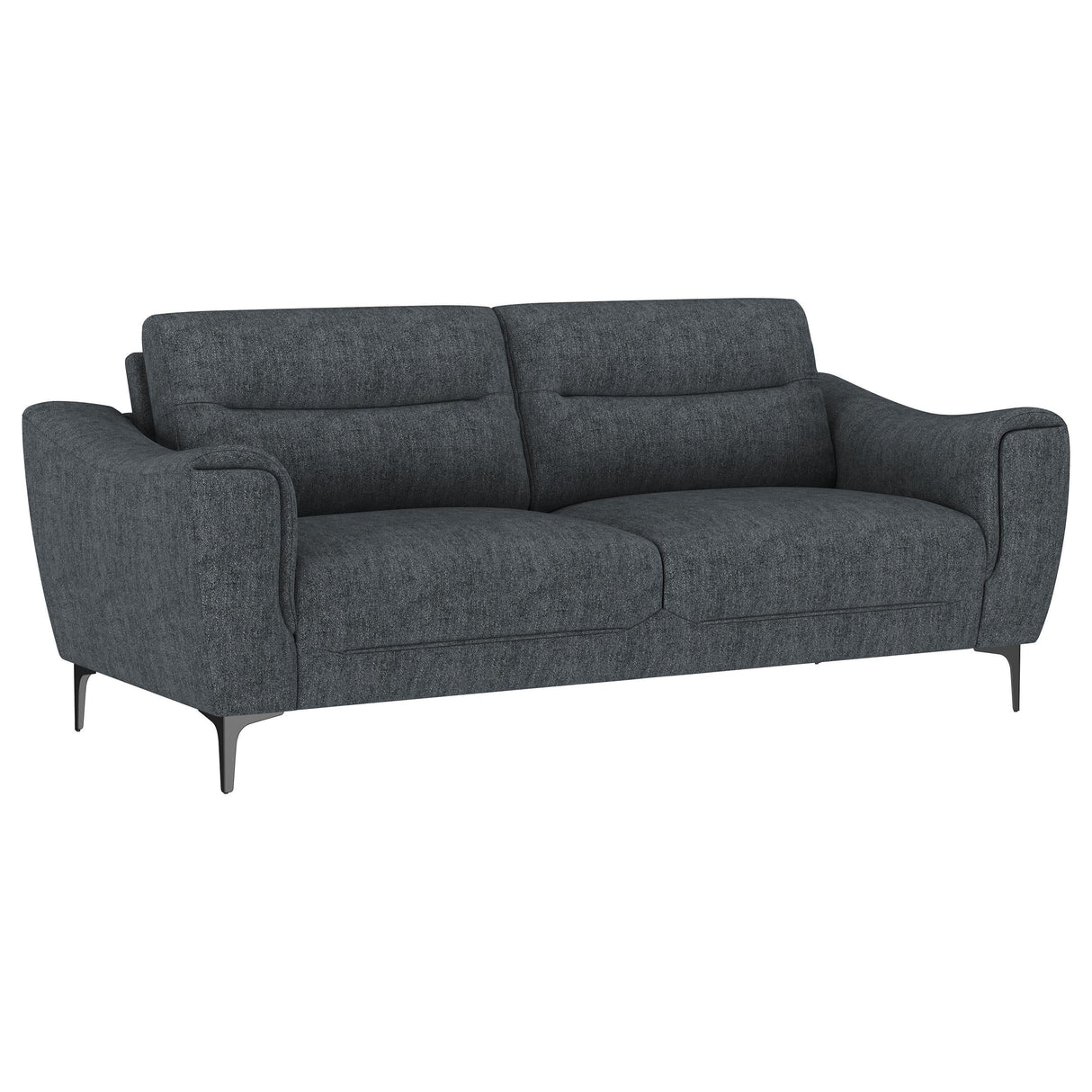 Nolan Upholstered Sloped Track Arm Sofa Charcoal by Coaster at Eve Furniture