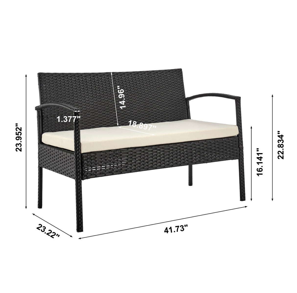Noli Patio 4-Person Conversation Set with Coffee Table with Cream Cushions by Manhattan Comfort at Eve Furniture