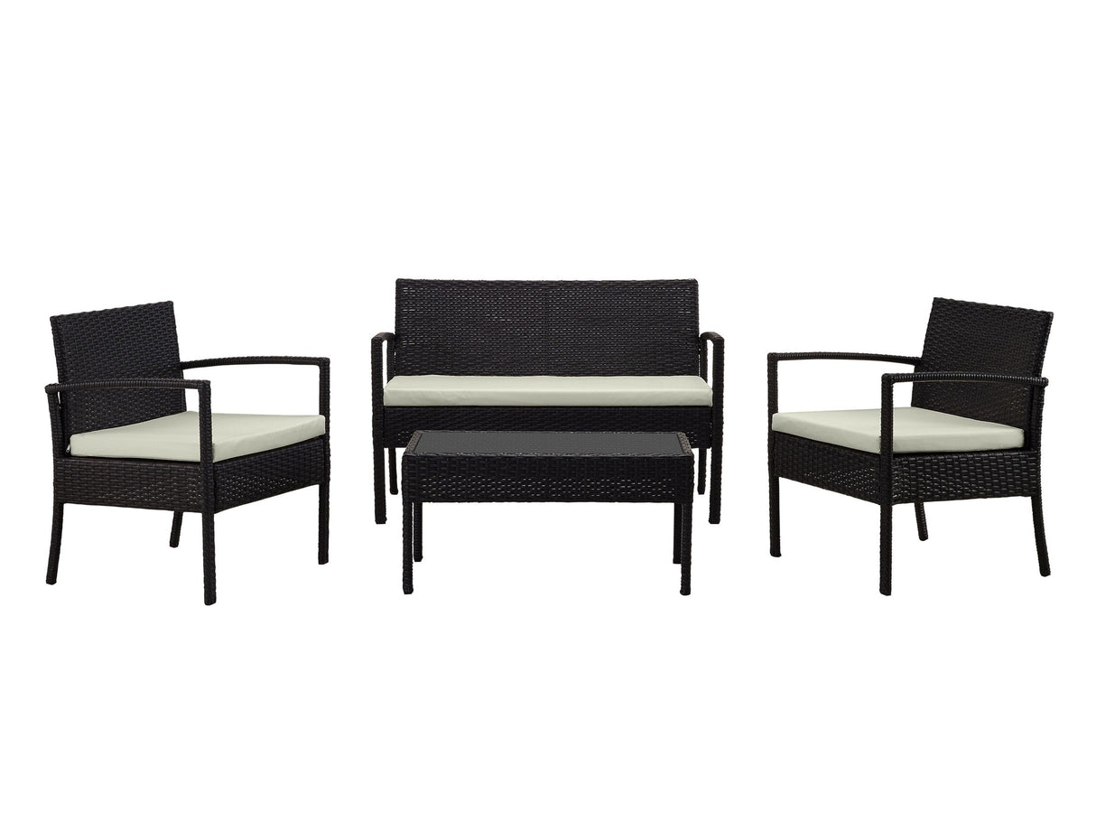 Noli Patio 4-Person Conversation Set with Coffee Table with Cream Cushions by Manhattan Comfort at Eve Furniture