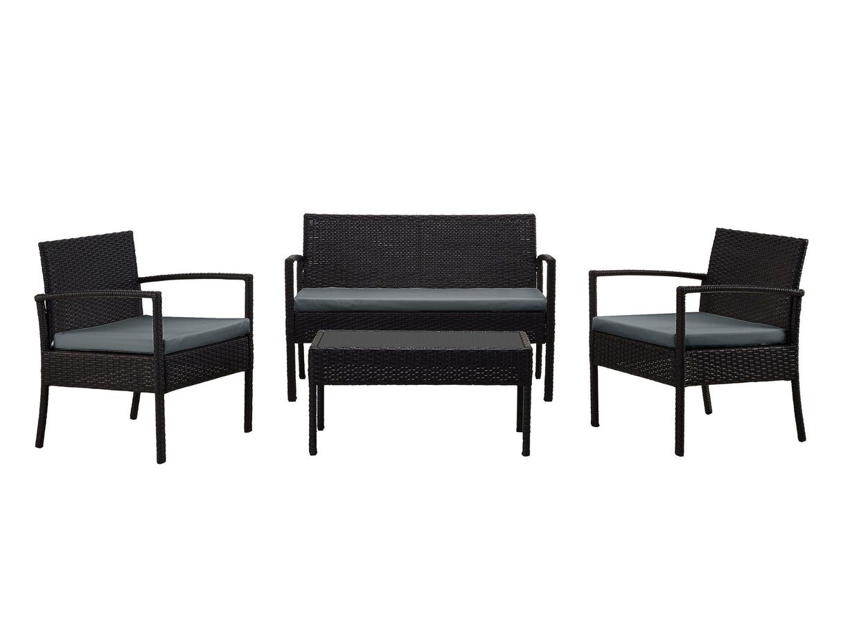Noli Patio 4-Person Conversation Set with Coffee Table with Grey Cushions by Manhattan Comfort at Eve Furniture