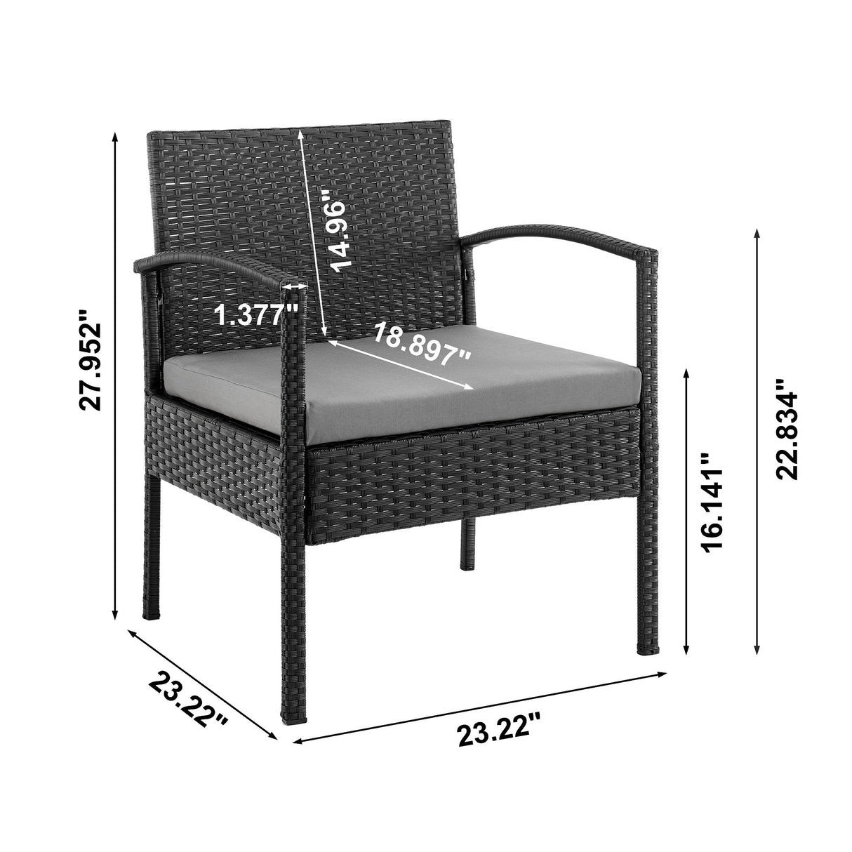 Noli Patio 4-Person Conversation Set with Coffee Table with Grey Cushions by Manhattan Comfort at Eve Furniture