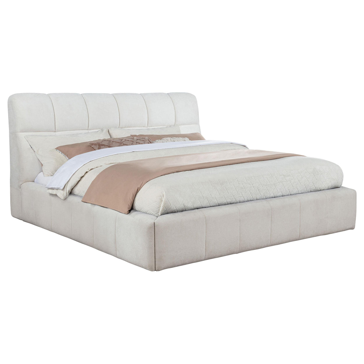 Nollet Cream 48-inch Upholstered Eastern King Platform Bed by Coaster at Eve Furniture