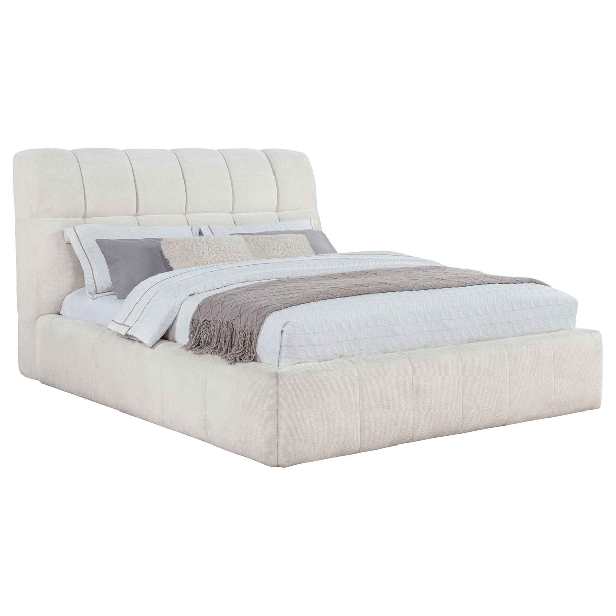 Nollet Cream 48-inch Upholstered Queen Panel Platform Bed by Coaster at Eve Furniture
