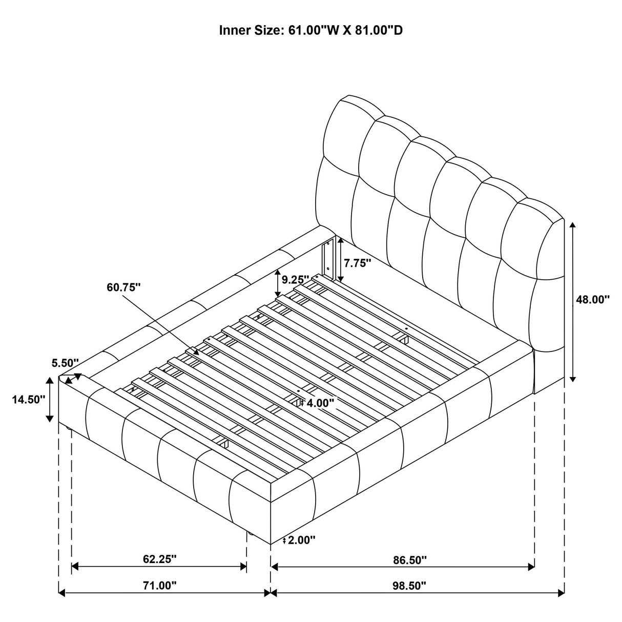 Nollet Grey 48-inch Upholstered Queen Panel Platform Bed by Coaster at Eve Furniture