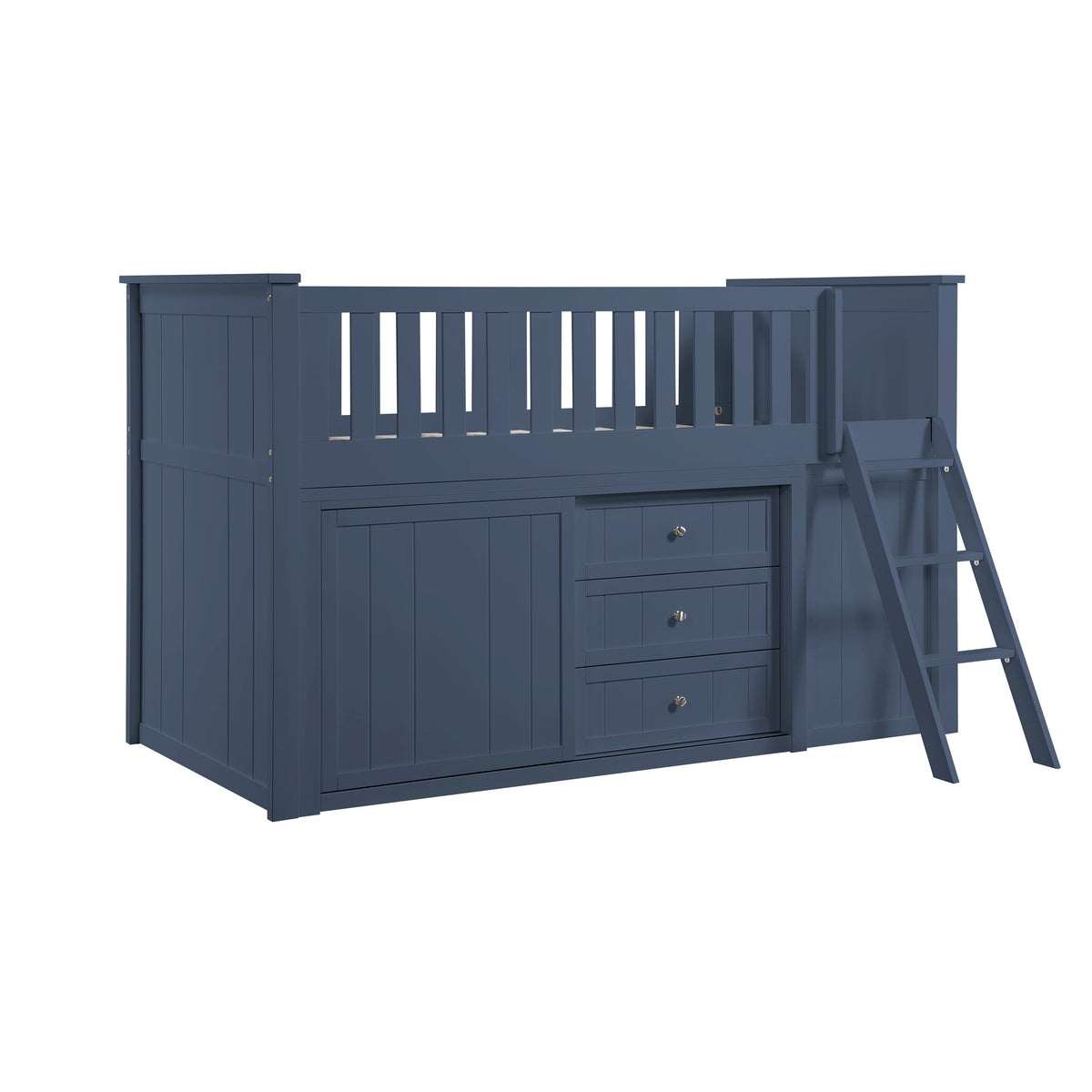 Nora Blue Low Loft Bunk with Bookcase and Dresser by Homelegance at Eve Furniture
