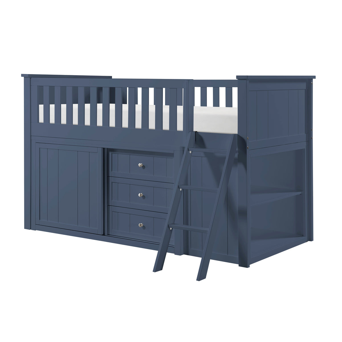 Nora Blue Low Loft Bunk with Bookcase and Dresser by Homelegance at Eve Furniture
