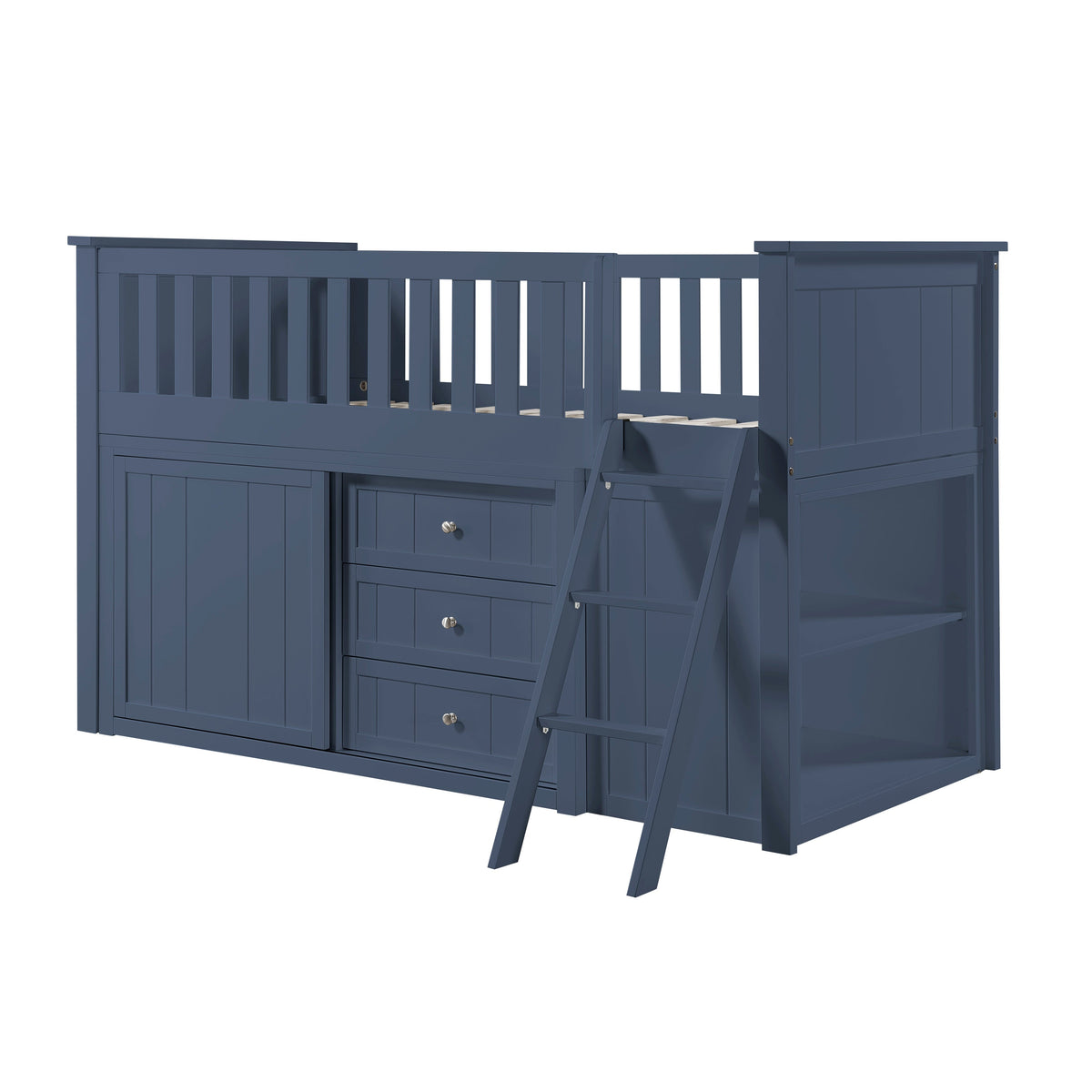 Nora Blue Low Loft Bunk with Bookcase and Dresser by Homelegance at Eve Furniture