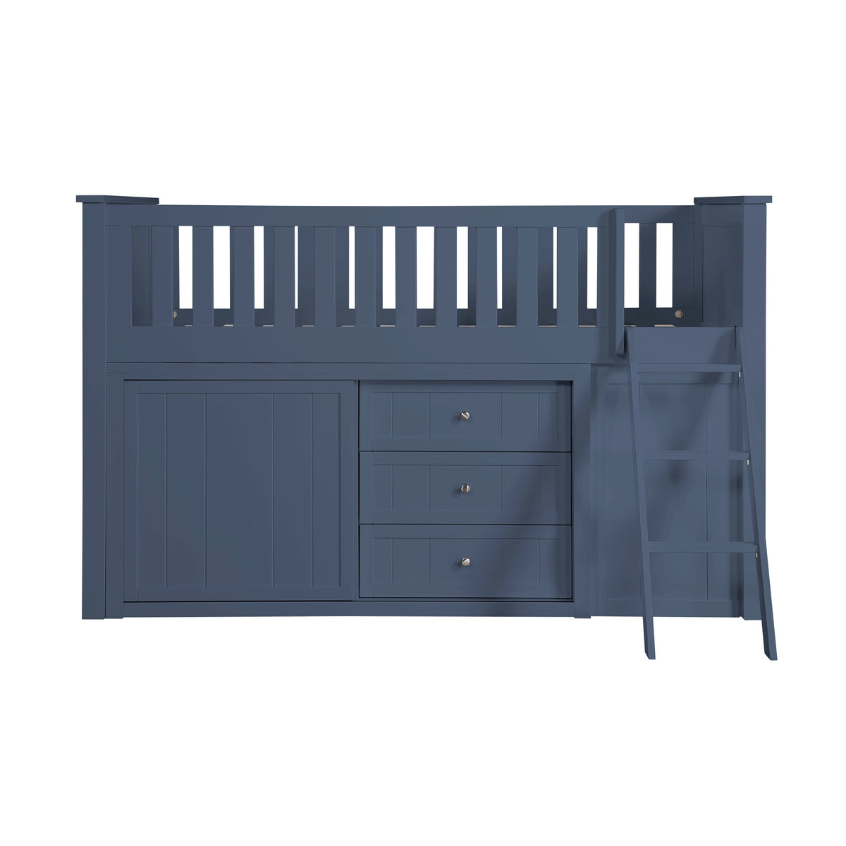 Nora Blue Low Loft Bunk with Bookcase and Dresser by Homelegance at Eve Furniture