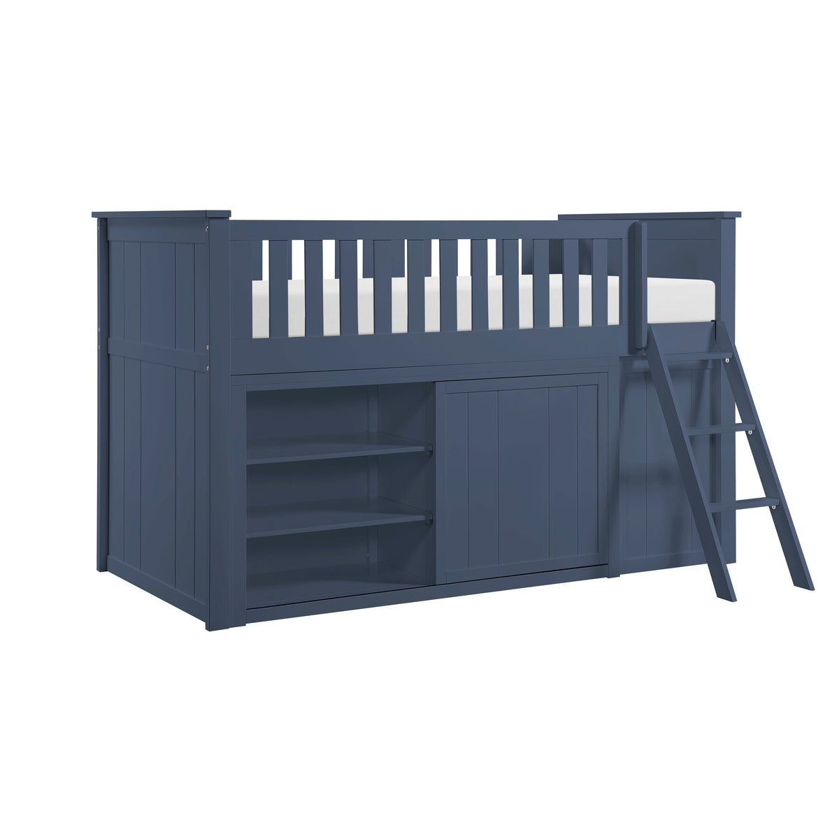 Nora Blue Low Loft Bunk with Bookcase and Dresser by Homelegance at Eve Furniture