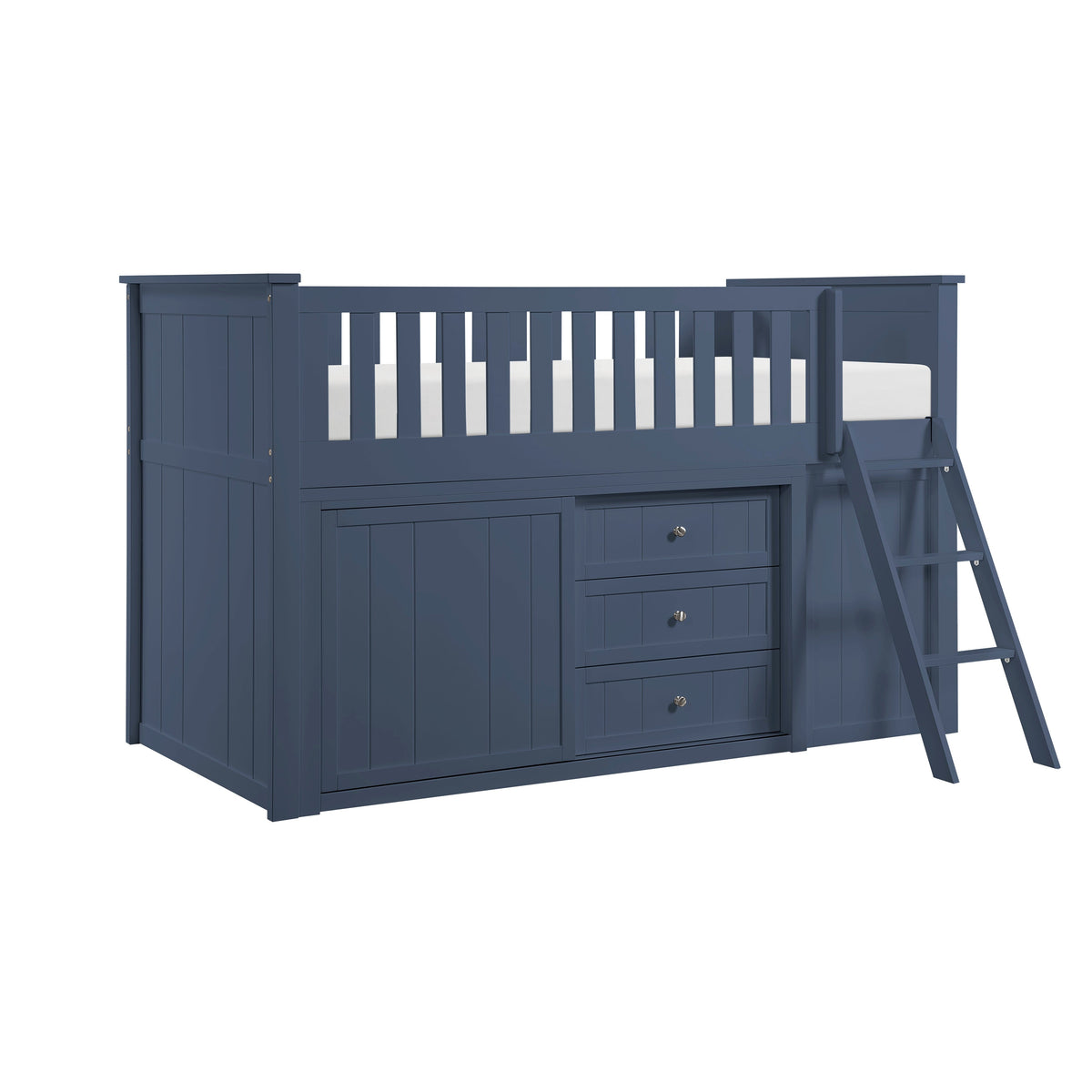 Nora Blue Low Loft Bunk with Bookcase and Dresser by Homelegance at Eve Furniture
