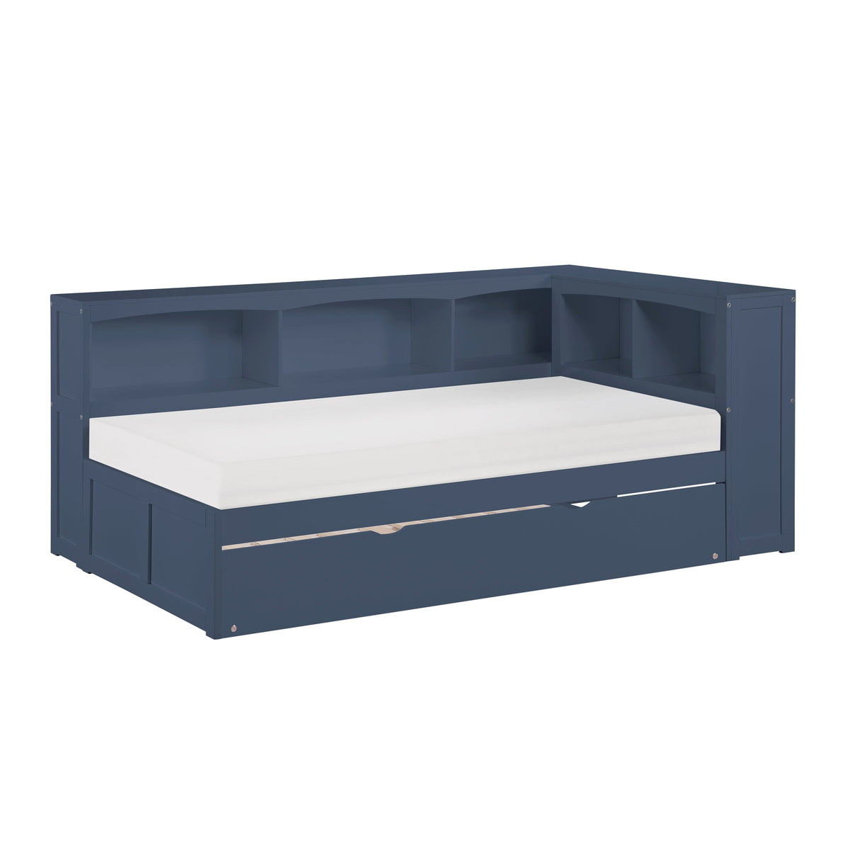 Nora Blue Twin Bookcase Corner Platform Bed by Homelegance at Eve Furniture