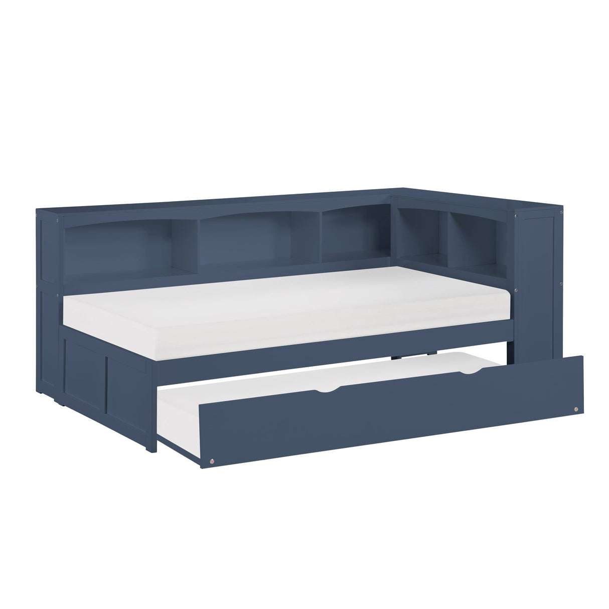 Nora Blue Twin Bookcase Corner Platform Bed by Homelegance at Eve Furniture