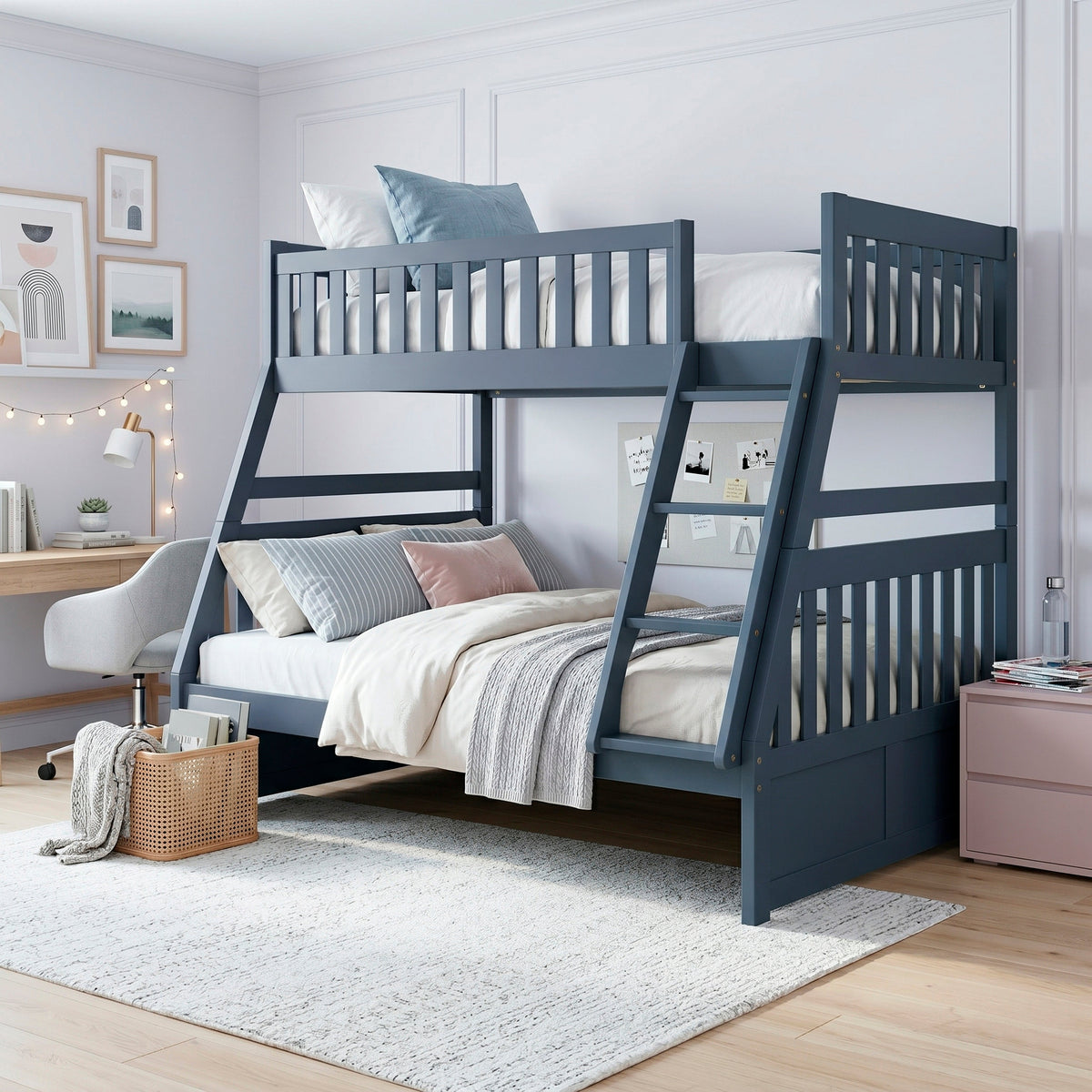 Nora Blue Twin/Full Bunk Bed by Homelegance at Eve Furniture