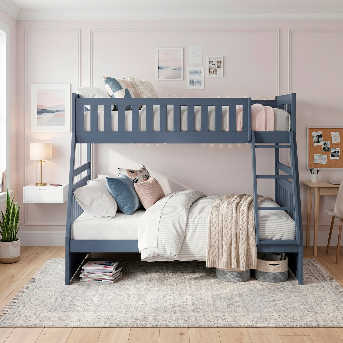 Nora Blue Twin/Full Bunk Bed by Homelegance at Eve Furniture