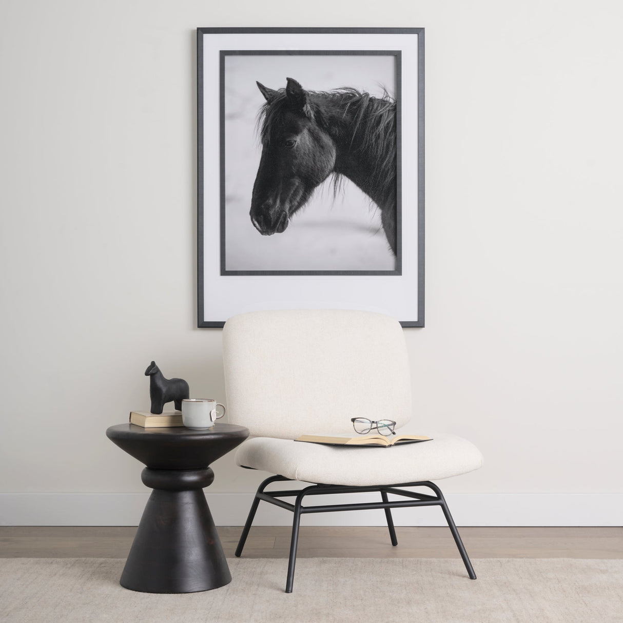 Nora Cream Fabric w/ Matte Black Metal Legs Accent Chair by Mercana at Eve Furniture