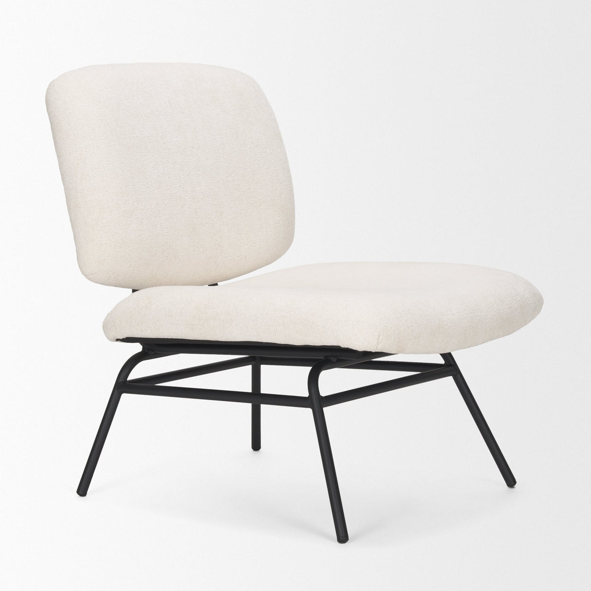 Nora Cream Fabric w/ Matte Black Metal Legs Accent Chair by Mercana at Eve Furniture