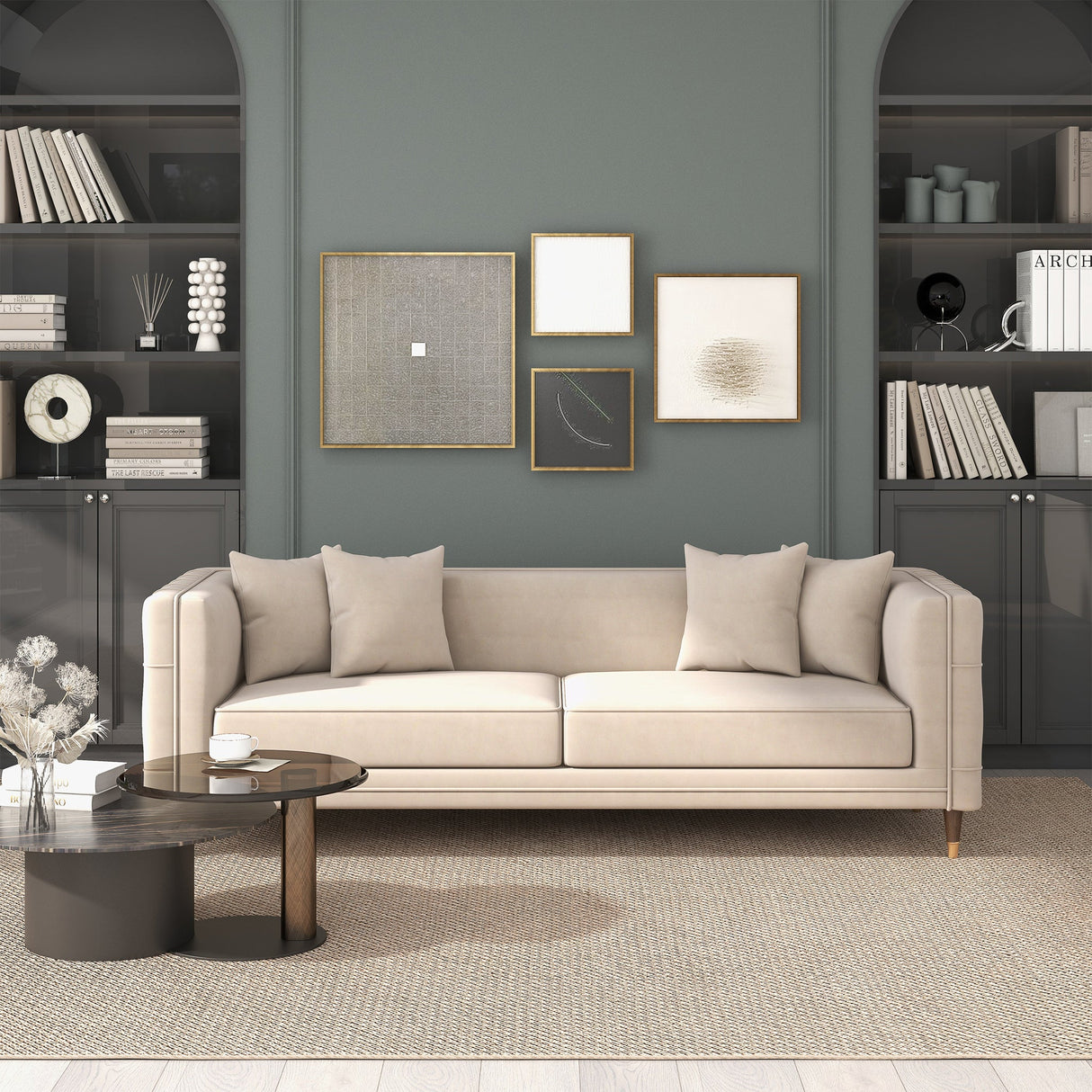 Nora Light Cream Velvet Sofa by Ashcroft Furniture at Eve Furniture