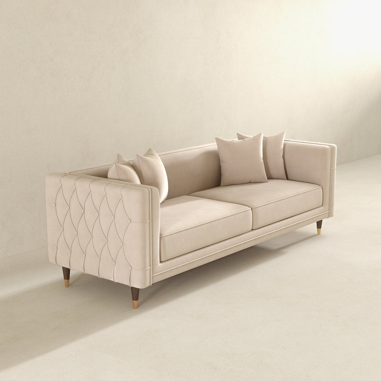 Nora Light Cream Velvet Sofa by Ashcroft Furniture at Eve Furniture