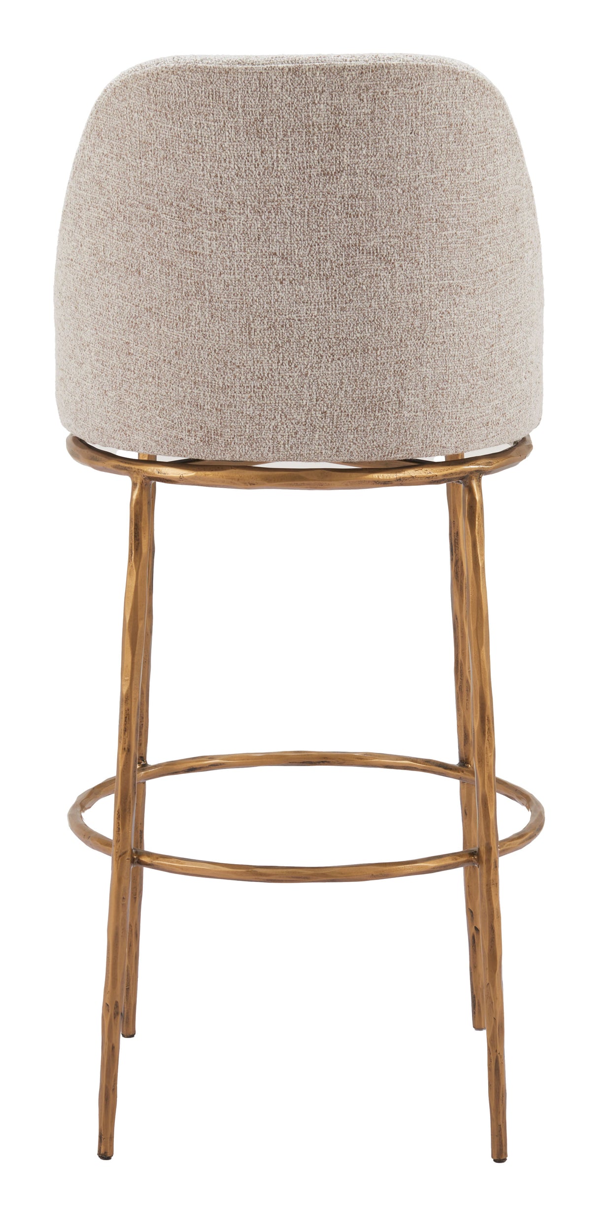 Nordhavn Beige & Gold Swivel Barstool by Zuomod at Eve Furniture