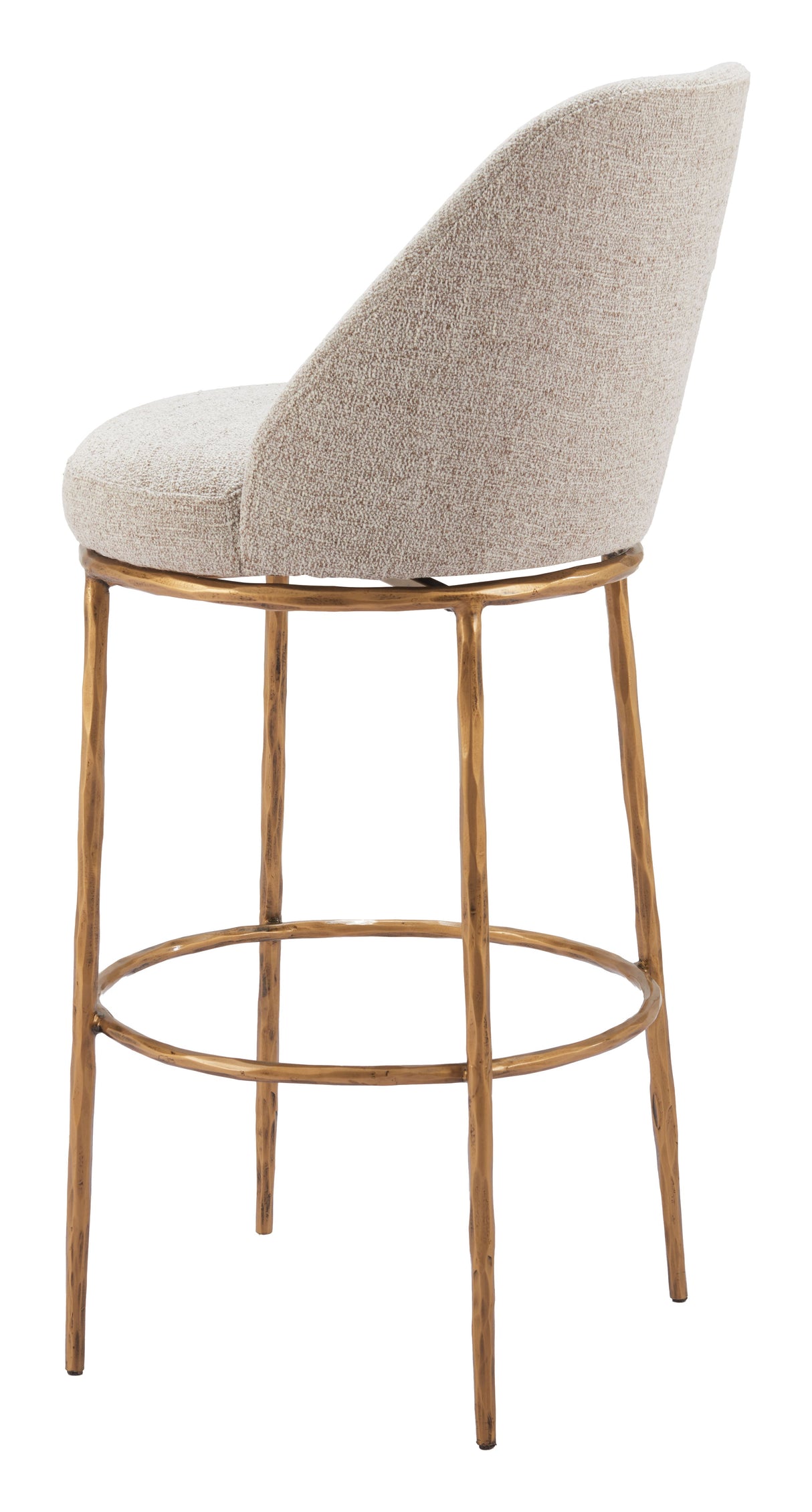 Nordhavn Beige & Gold Swivel Barstool by Zuomod at Eve Furniture