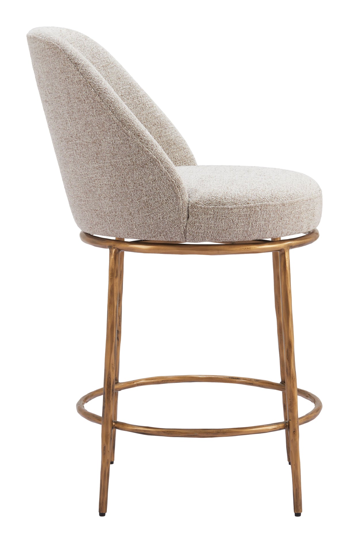 Nordhavn Beige & Gold Swivel Counter Stool by Zuomod at Eve Furniture