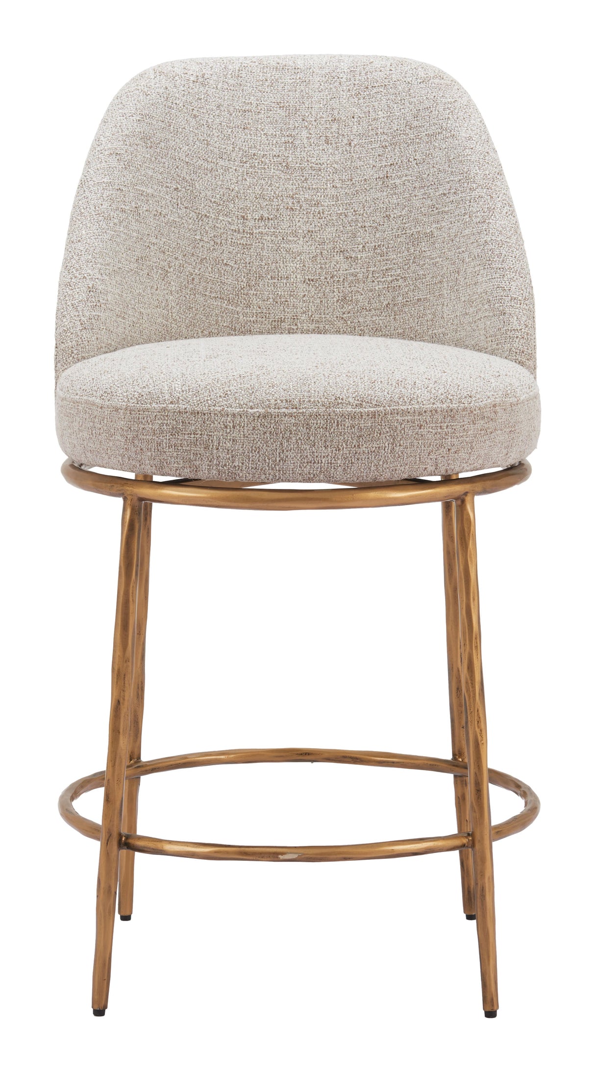 Nordhavn Beige & Gold Swivel Counter Stool by Zuomod at Eve Furniture