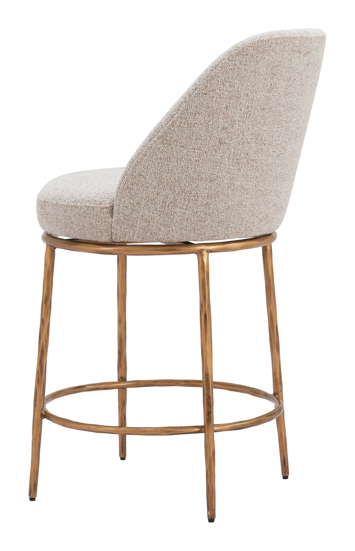 Nordhavn Beige & Gold Swivel Counter Stool by Zuomod at Eve Furniture